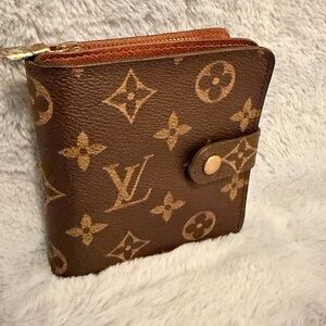 Louis Vuitton Monogram Compact Wallet in Brown and Gold